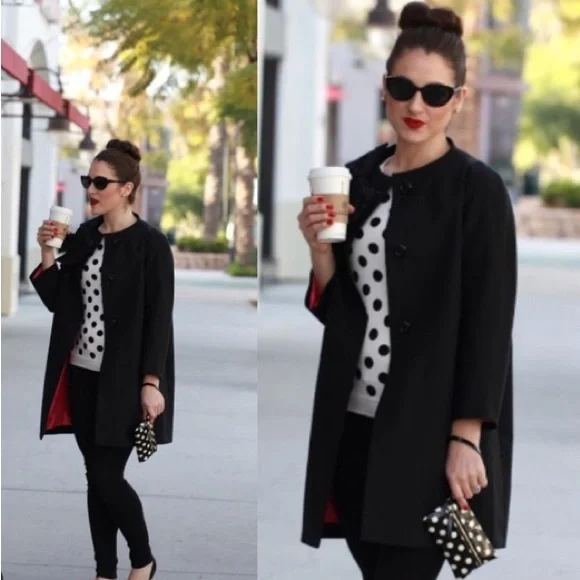 SOLD Kate Spade Kendall Black Bow Coat Size Medium - Picture 2 of 7